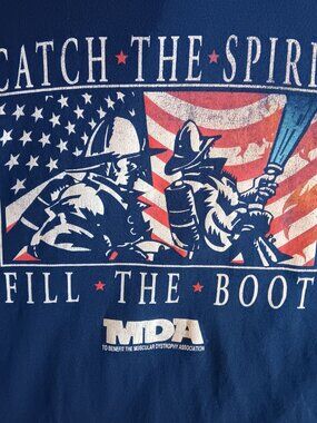 Vintage T-shirt XXL Catch The Spirit Fill The Boot" Firefighters American Flag
